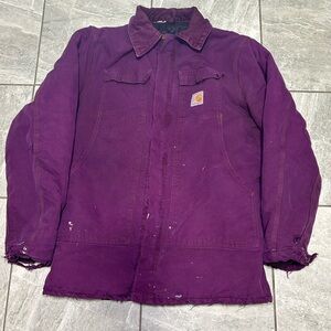 Vtg 80s Carhartt 100 Year Anniversary Detroit Style Arctic Coat Custom Dyed-Read